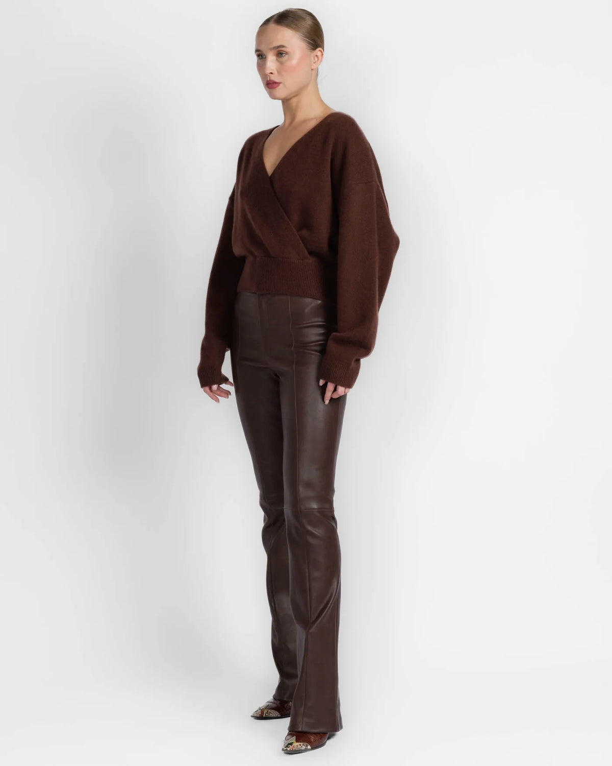 KODA WRAP CASHMERE SWEATER in CINNABAR