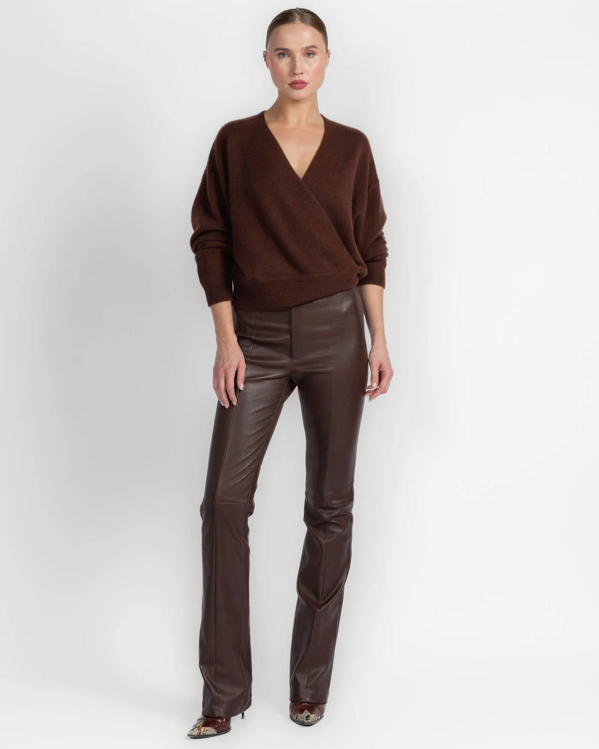 KODA WRAP CASHMERE SWEATER in CINNABAR