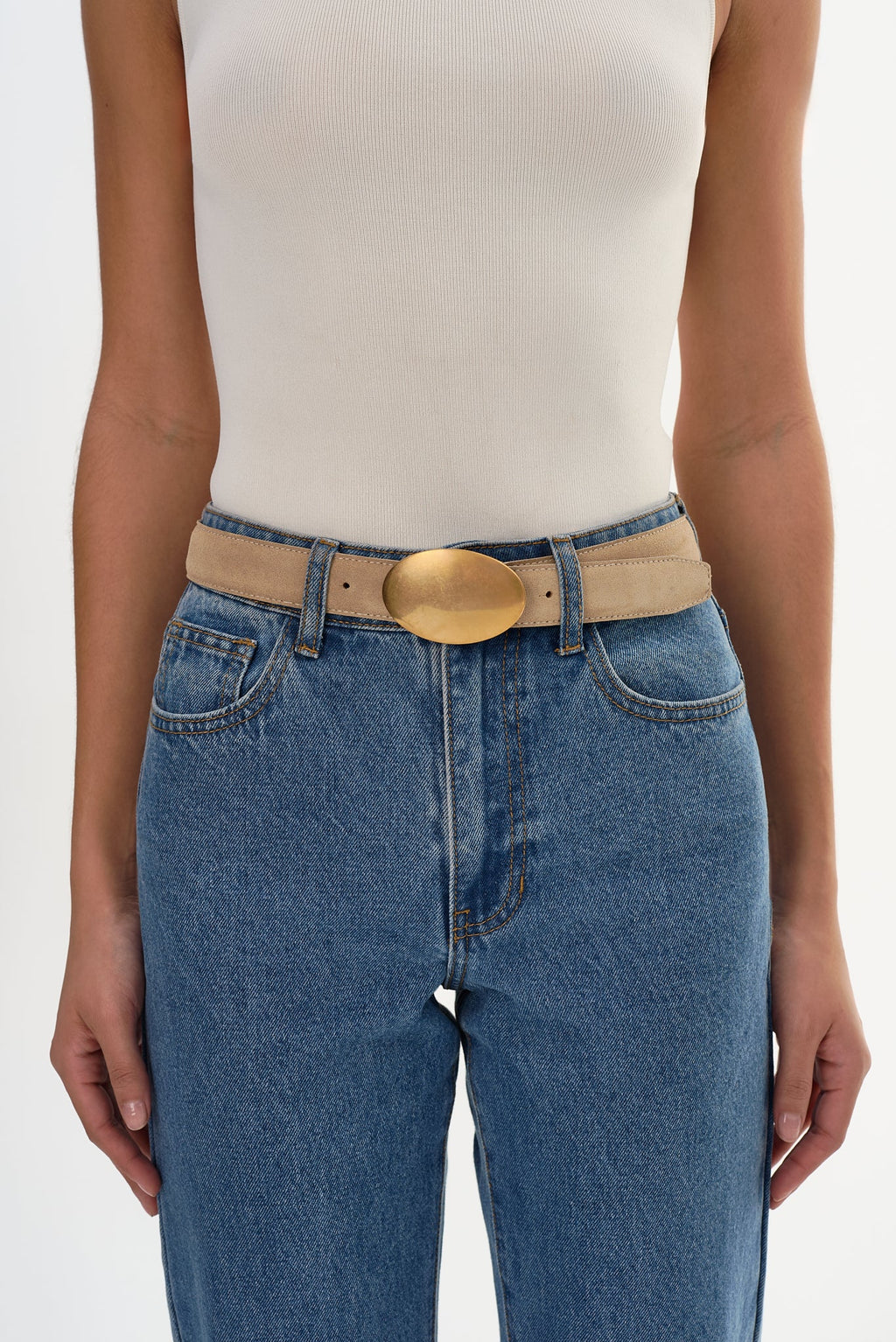Marbella Suede Belt - Stone