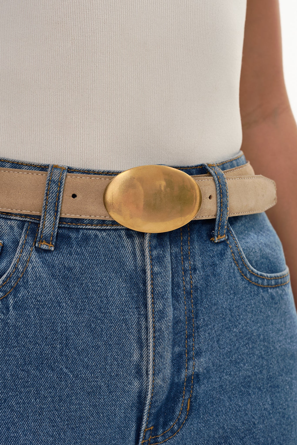Marbella Suede Belt - Stone