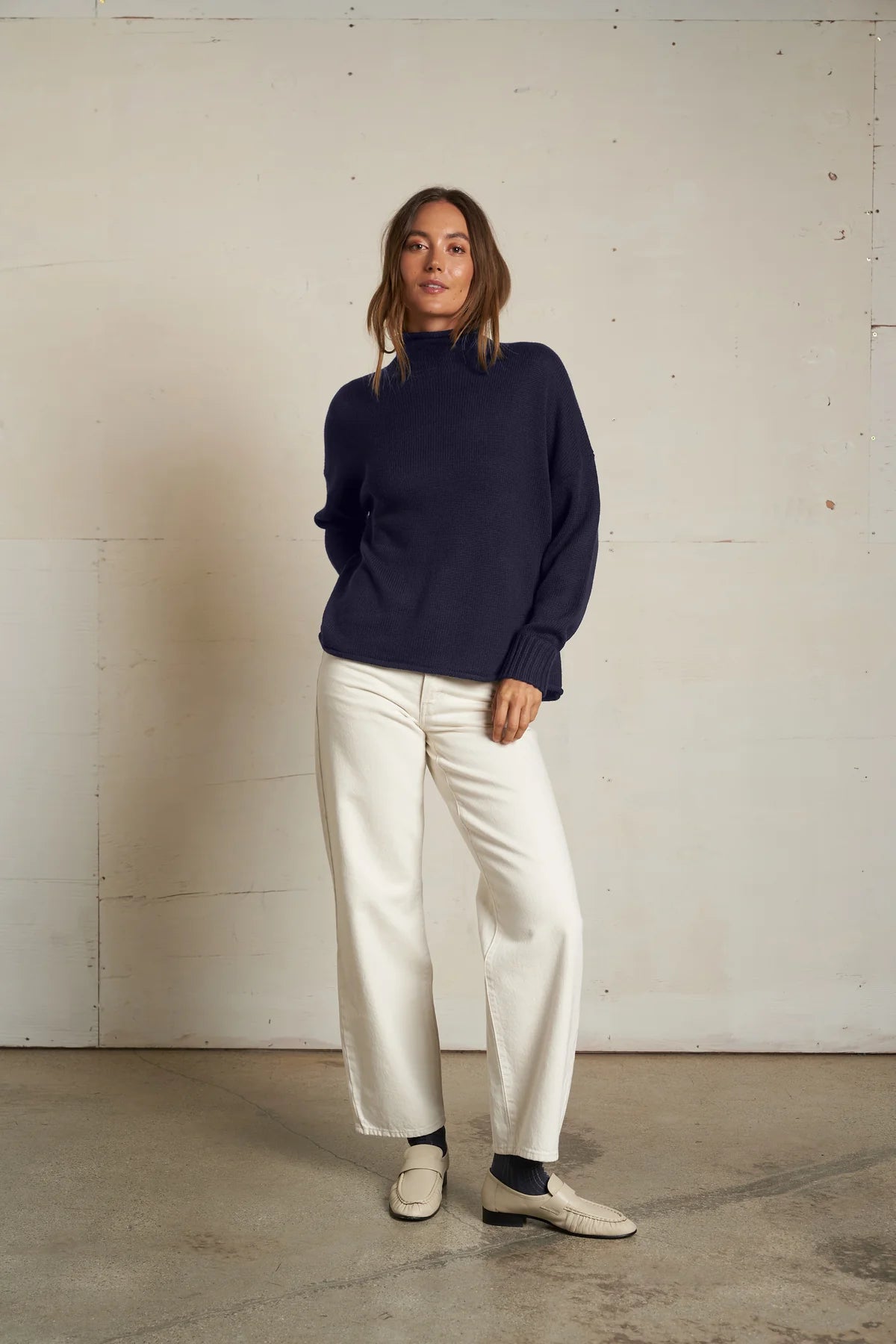 Nova Cotton Cashmere Mock Neck Sweater