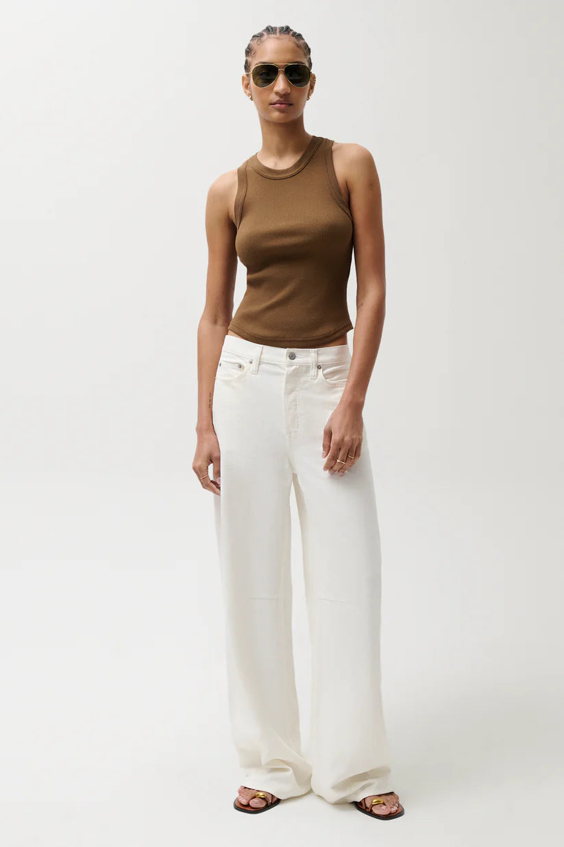 Sydney High Rise Bowed Linen Wide - Off White