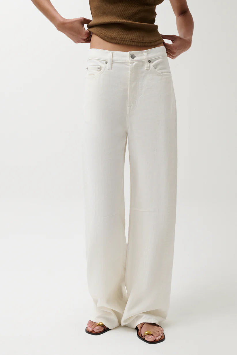 Sydney High Rise Bowed Linen Wide - Off White
