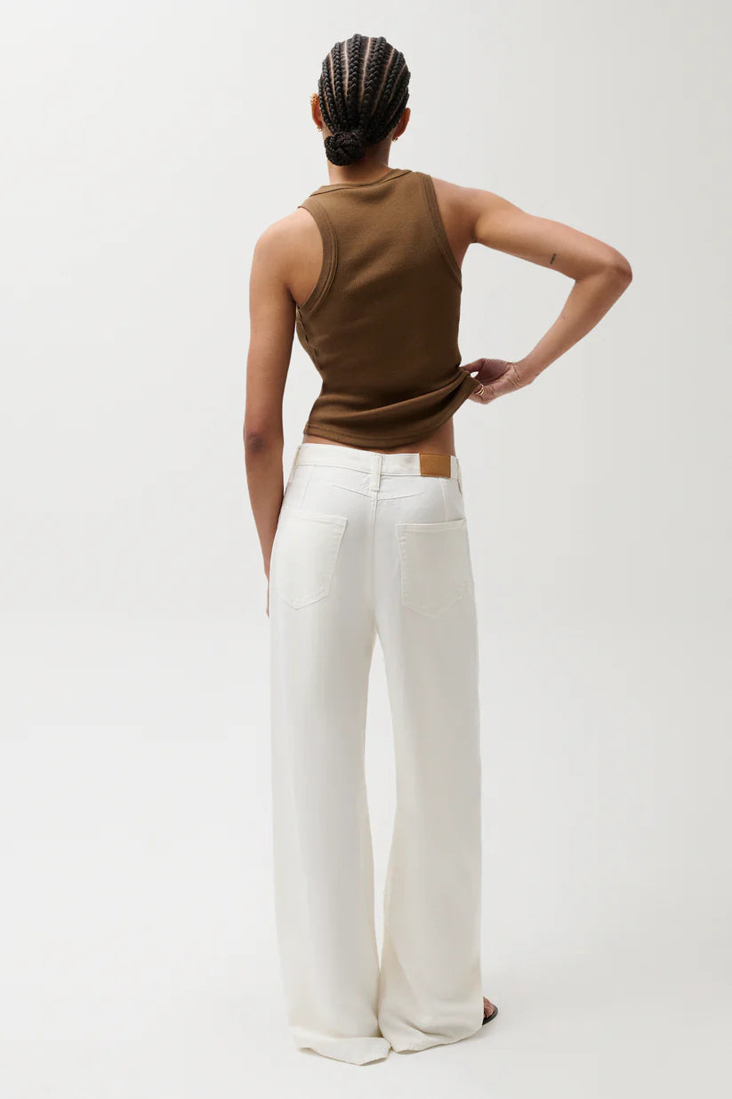 Sydney High Rise Bowed Linen Wide - Off White