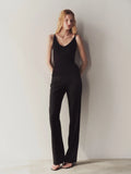 Fluid Silk Rib Cami in Black