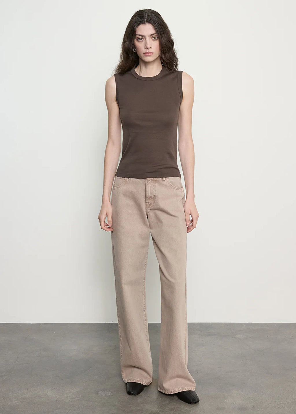 SUPIMA COTTON NEW CLASSIC SLEEVELESS TEE - espresso