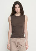 SUPIMA COTTON NEW CLASSIC SLEEVELESS TEE - espresso