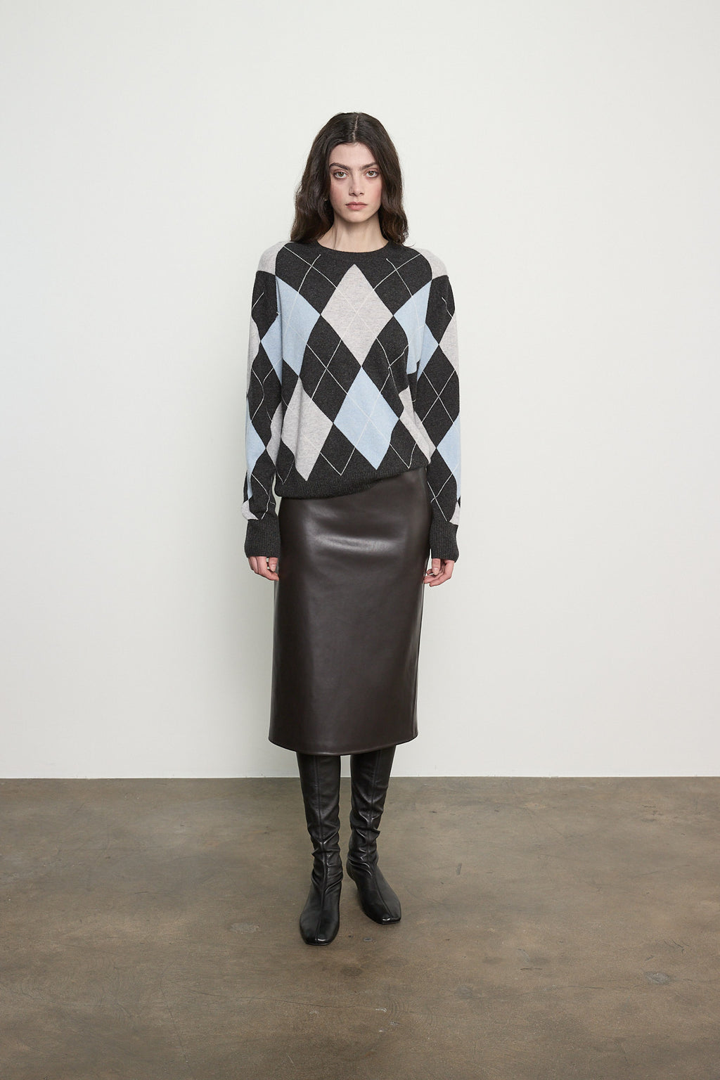 CASHMERE ARGYLE SWEATER