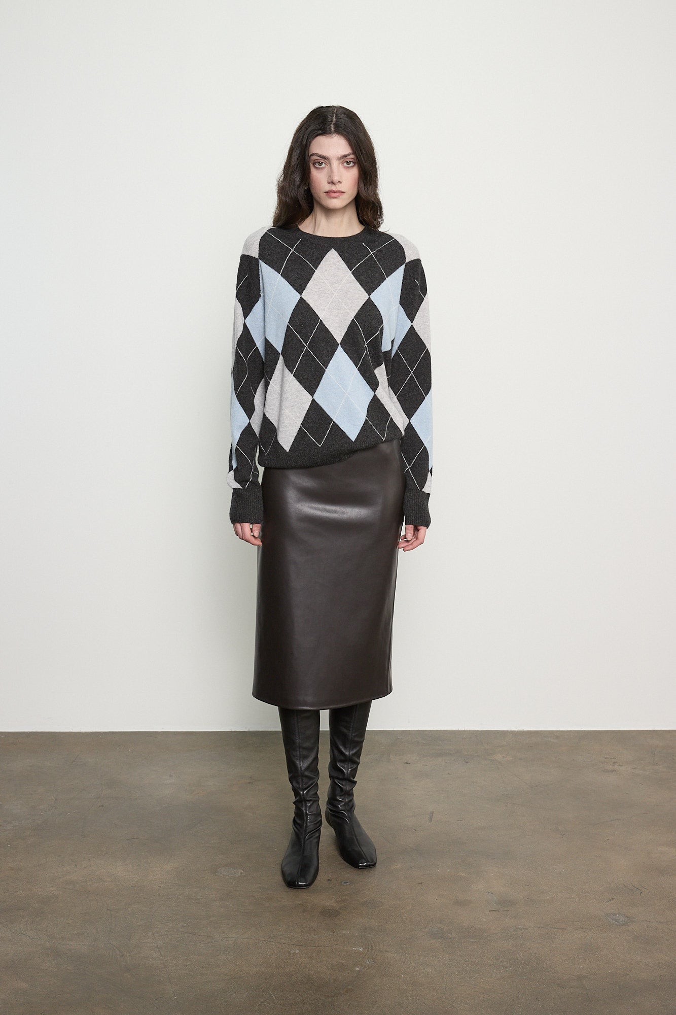CASHMERE ARGYLE SWEATER
