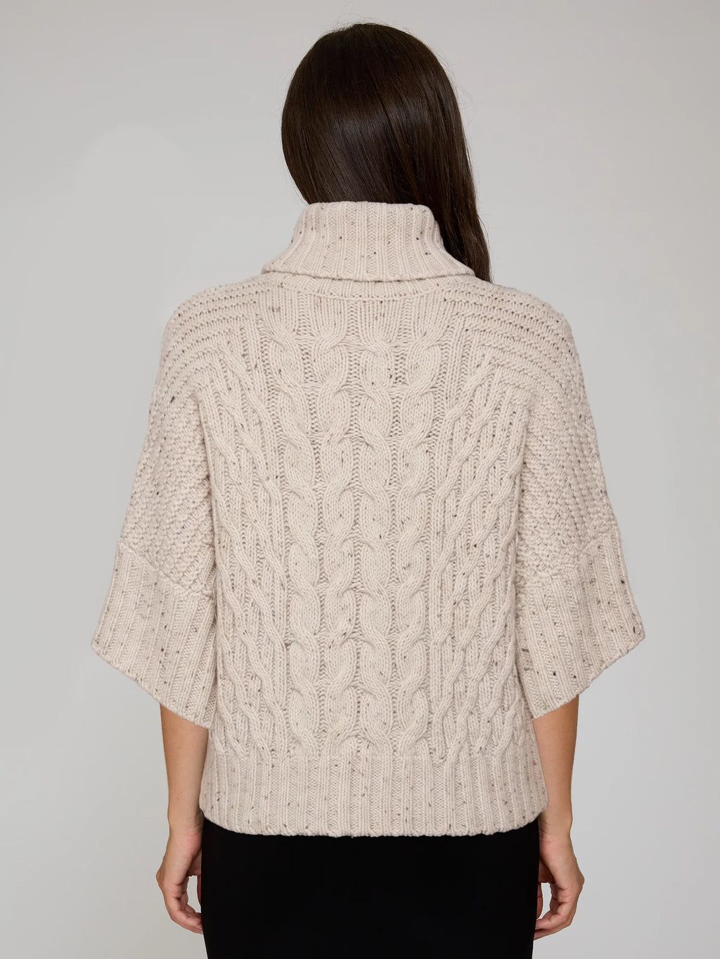 Chunky Cable Tabard Relaxed Turtleneck In Wild Rice