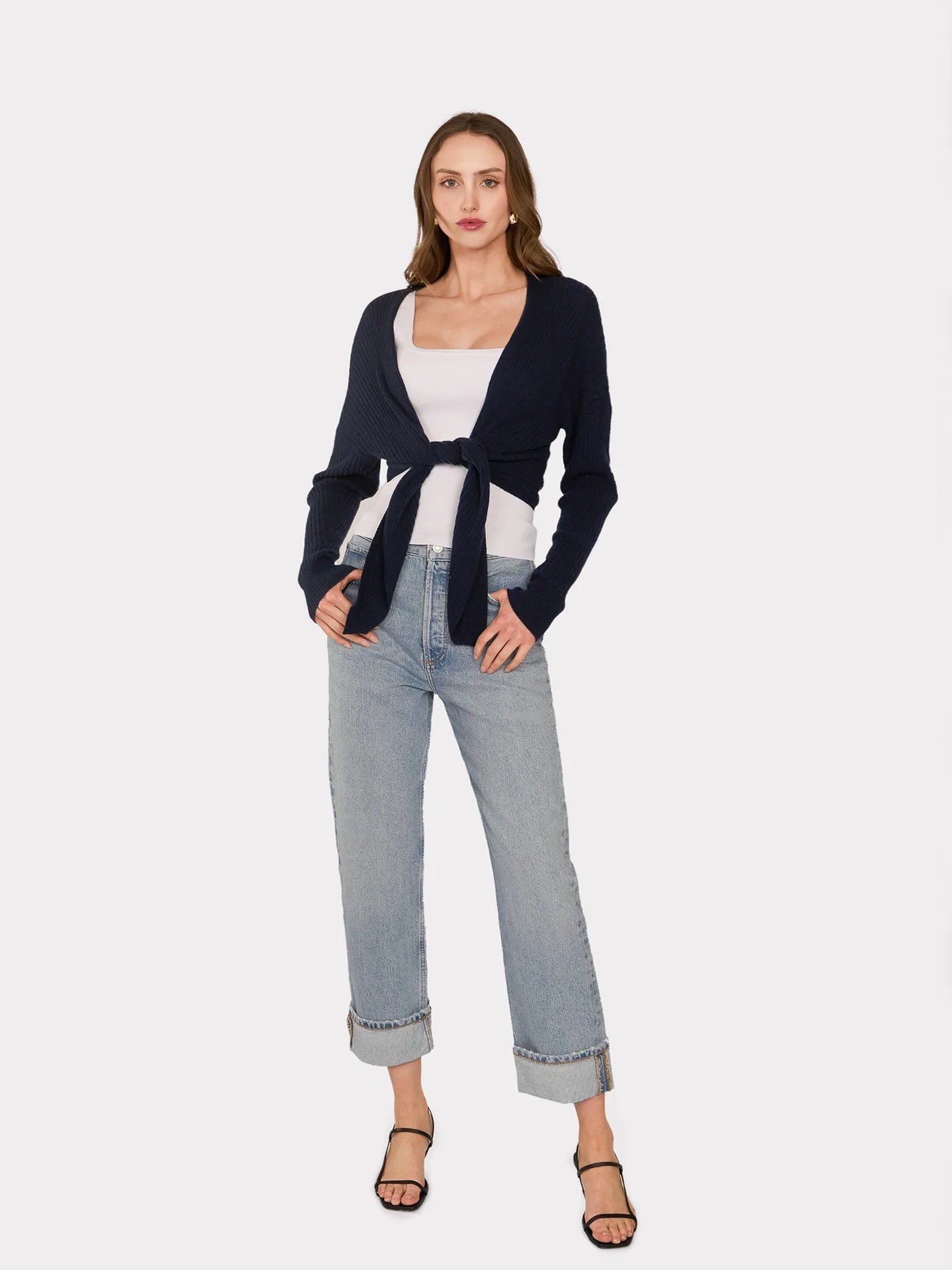 Tie Front Rib Cardigan
