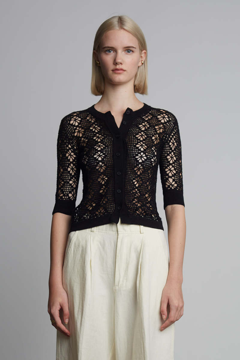 Ruby Crochet Cardi - black