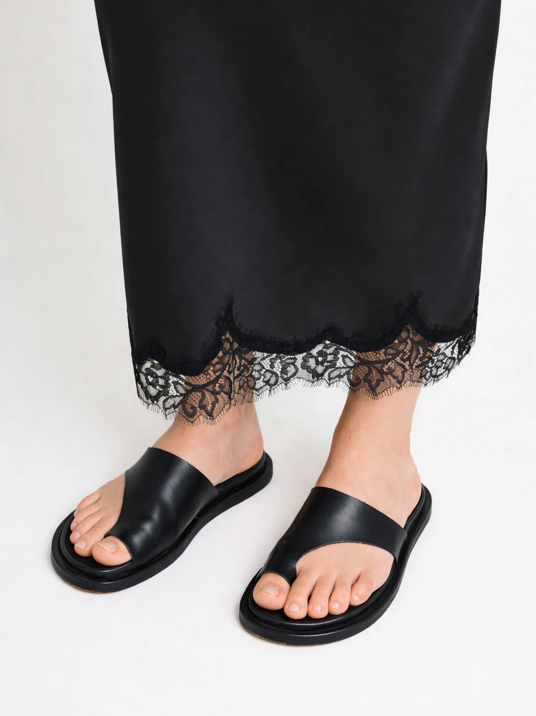 Rosanna Black Leather Comfy Sandals