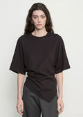 SUPIMA STRUCTURED JERSEY ASYMM TEE - black