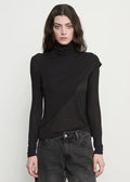 Sheer Cashmere Jersey Bandana Turtleneck - Black