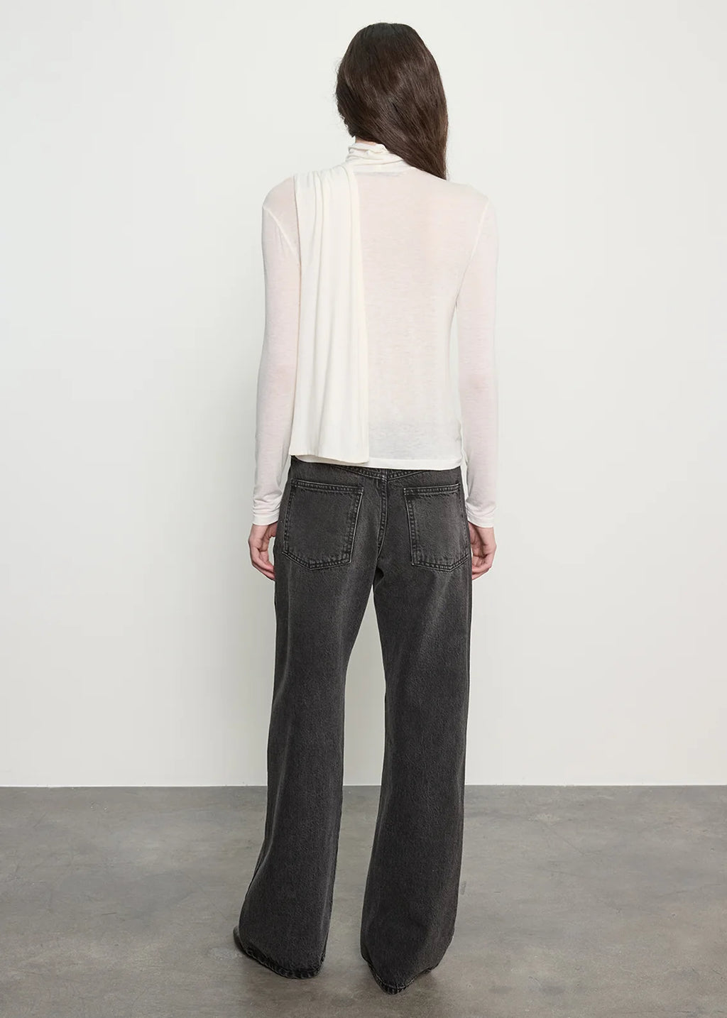 Sheer Cashmere Jersey Bandana Turtleneck - Off-white