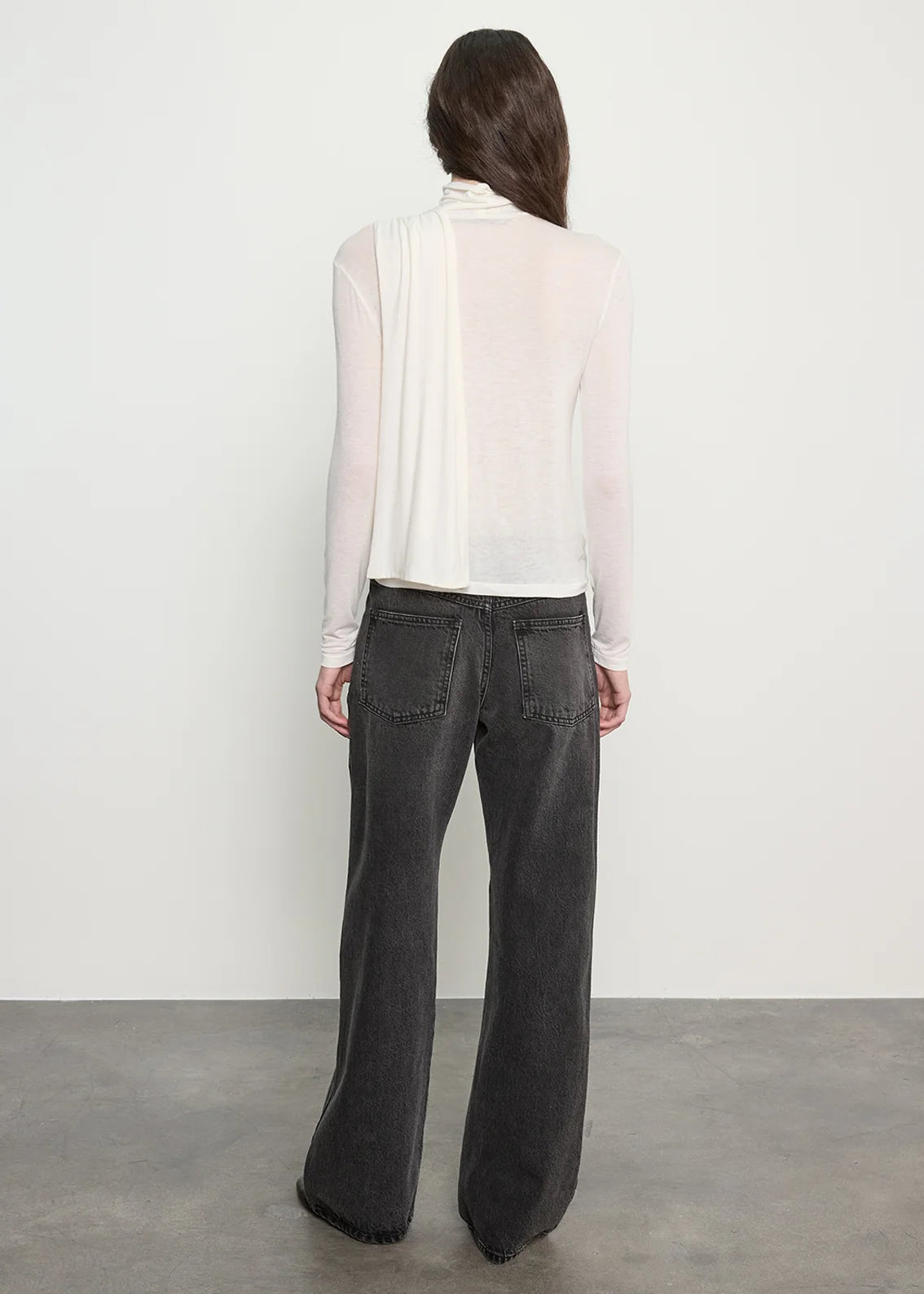 Sheer Cashmere Jersey Bandana Turtleneck - Off-white