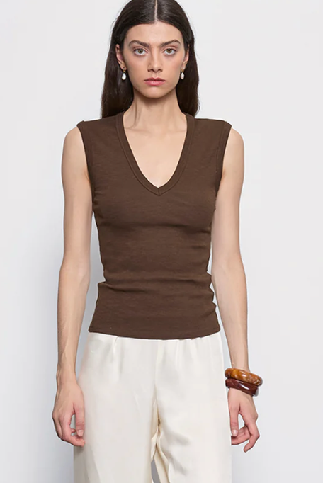 Textured Rib Sleeveless V