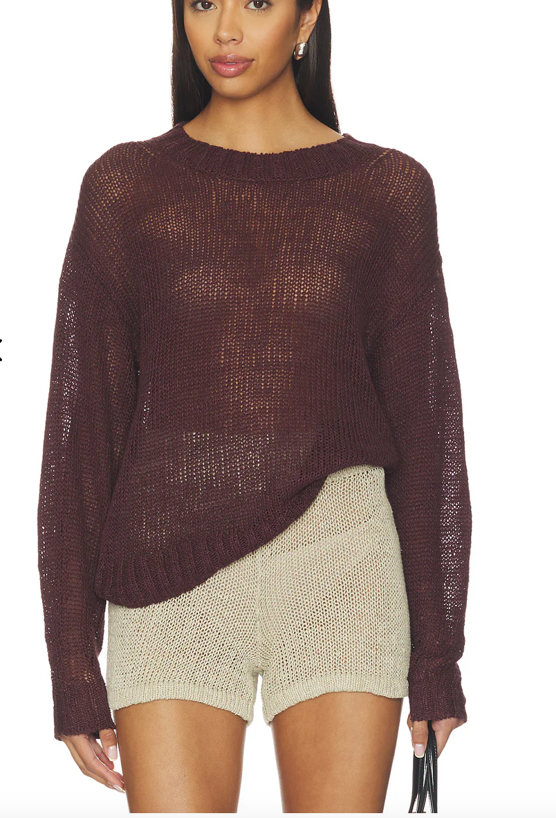 Linen Open Knit Crewneck