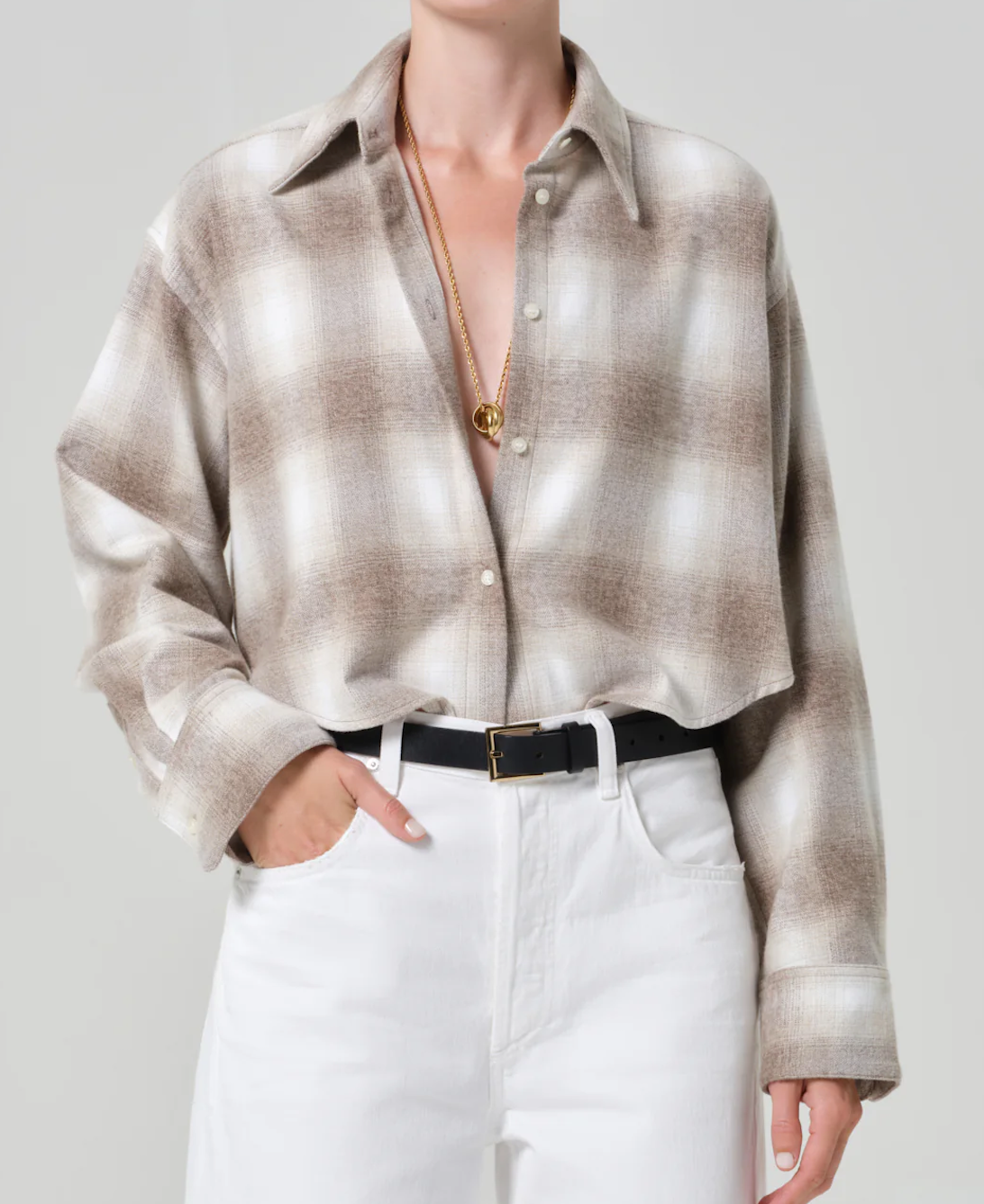 Ana Cropped Shirt - schifffer plaid
