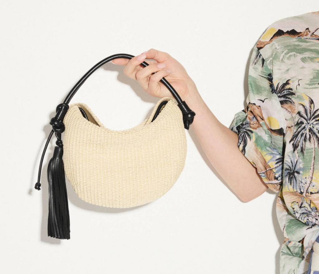 Elis Mini Crescent Bag - Natural Raffia