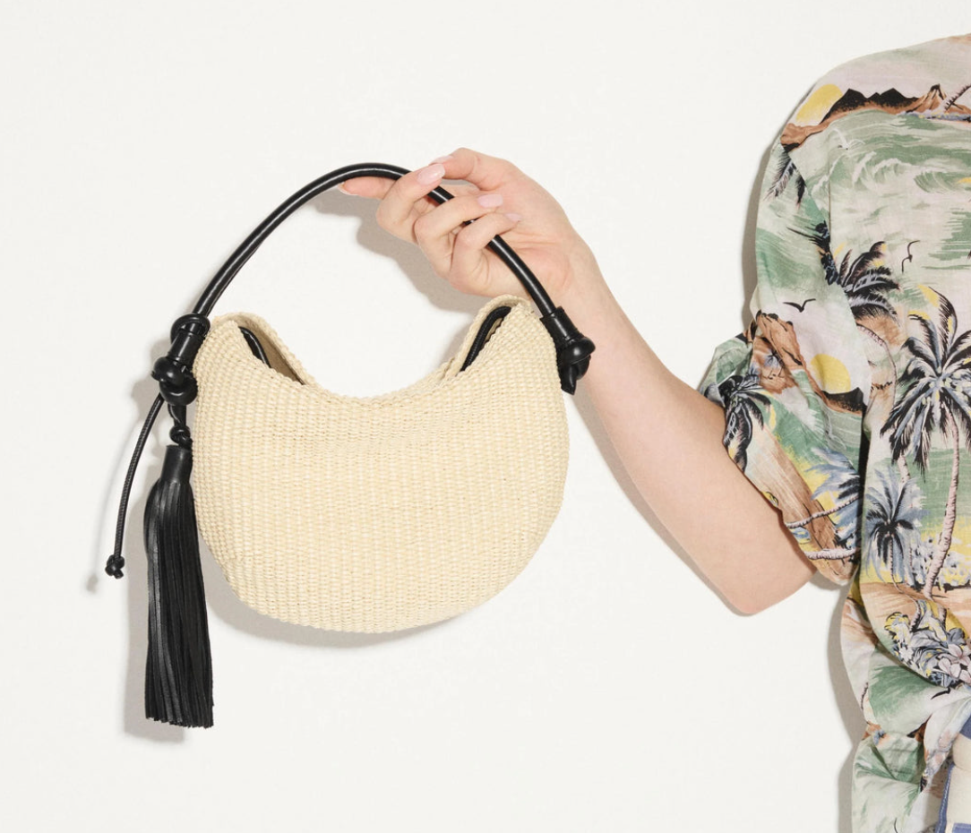 Elis Mini Crescent Bag - Natural Raffia