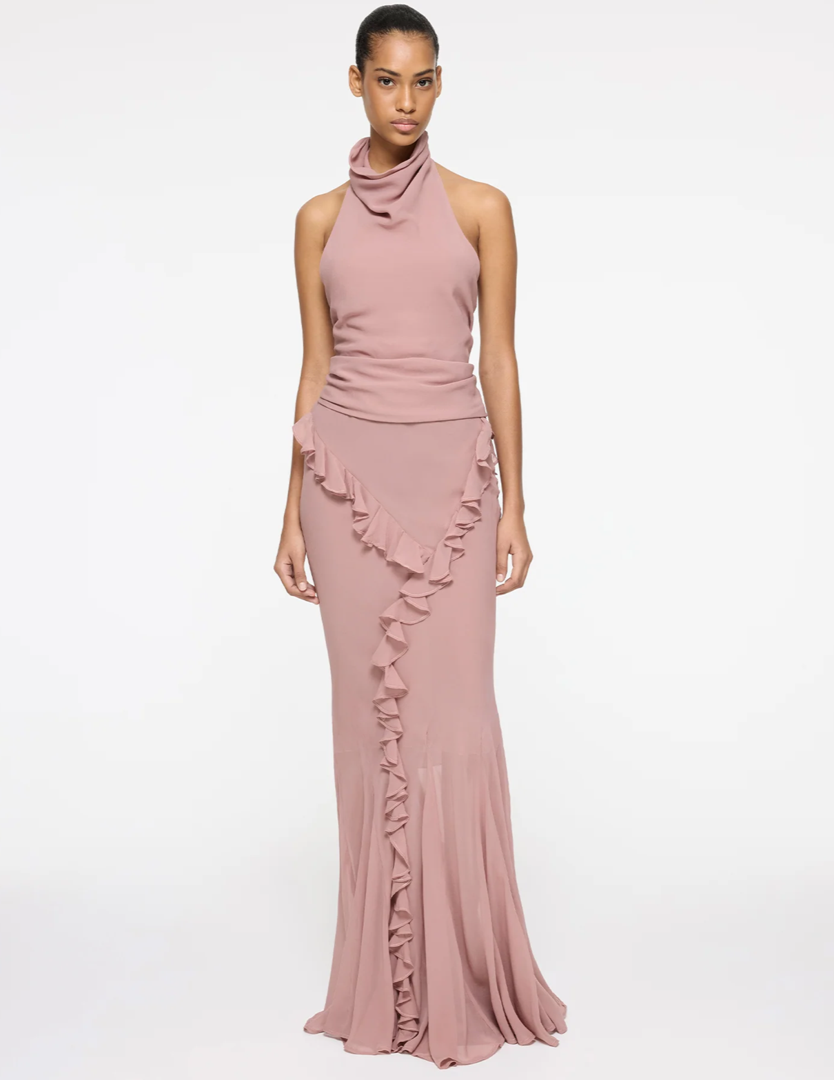 Romantic Ruffle Skirt in Dusty Pink