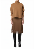 Lace Trimmed Skirt in Cocoa