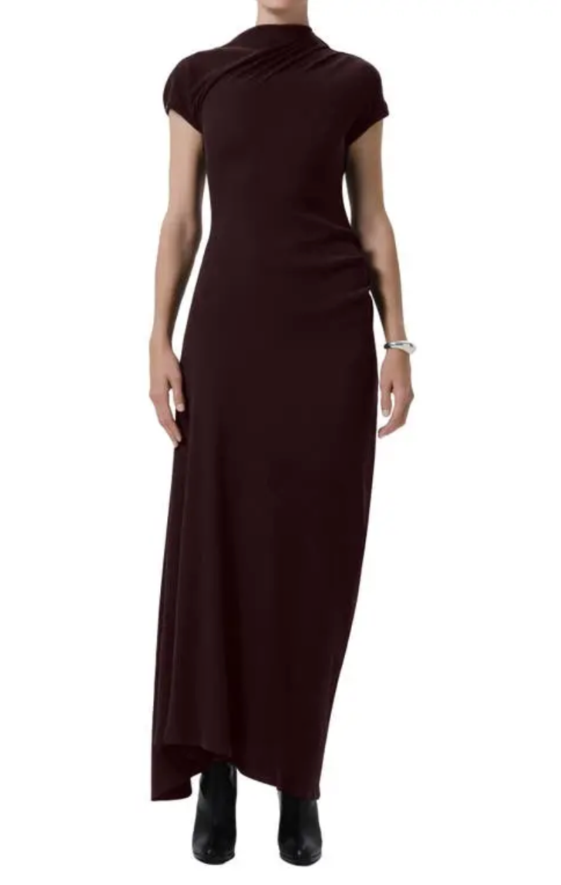 Kira Sculptural Dress in Chocolate