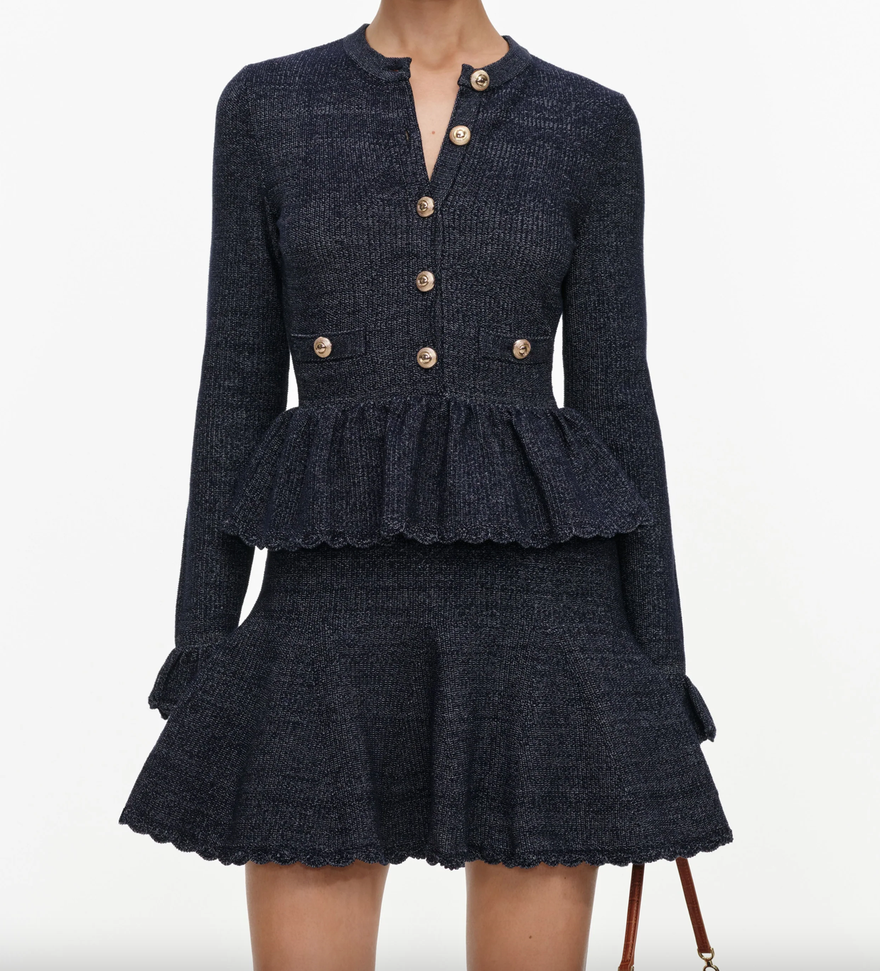 NAVY TEXTURED KNIT MINI DRESS