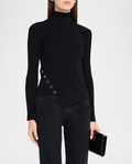 Asymmetrical Button Rib In Black