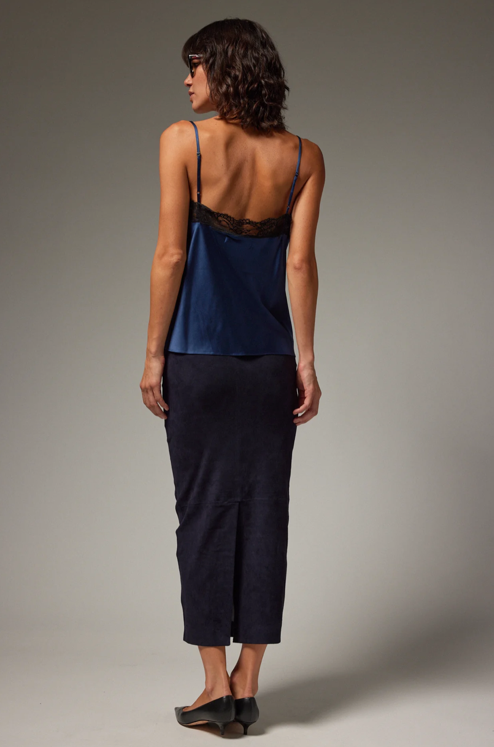 Carolyn Suede Tube Skirt in Marine