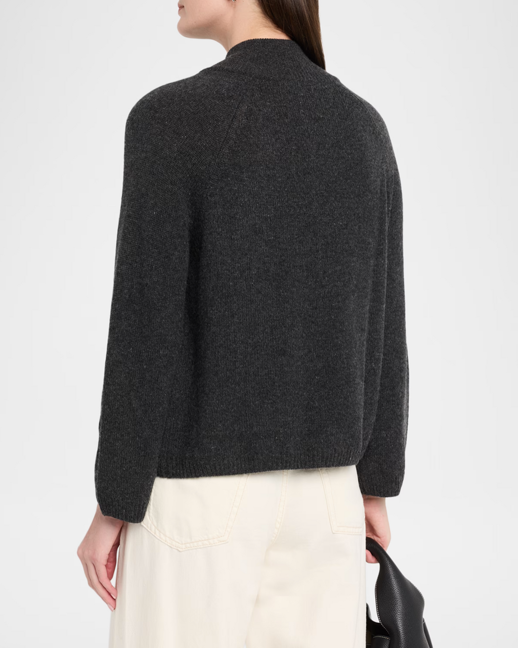 Solid Boxy Mock Cardigan in Pepper