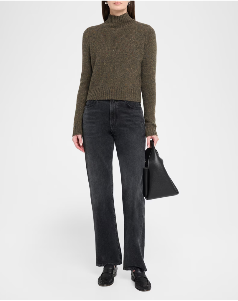 Solid Cropped Chunky Mock Neck Sweater