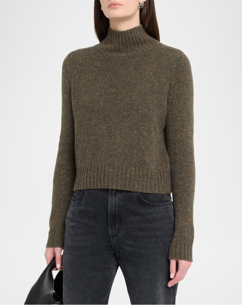 Solid Cropped Chunky Mock Neck Sweater