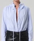 Calista Frill Collar Shirt - Blue