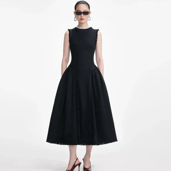 Boucle Sleeveless Midi Dress