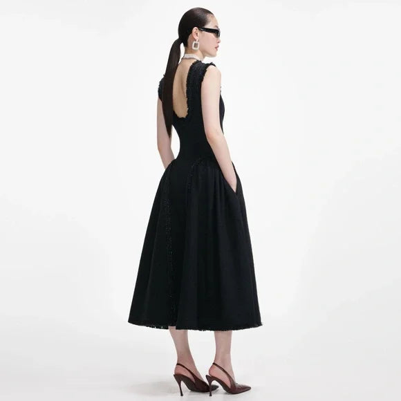 Boucle Sleeveless Midi Dress
