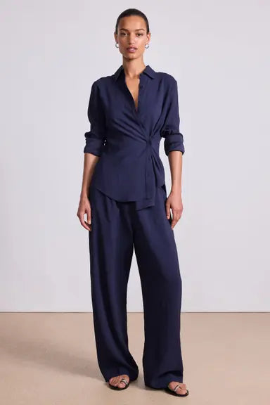 Sodi Wrap Button Up Blouse - Midnight