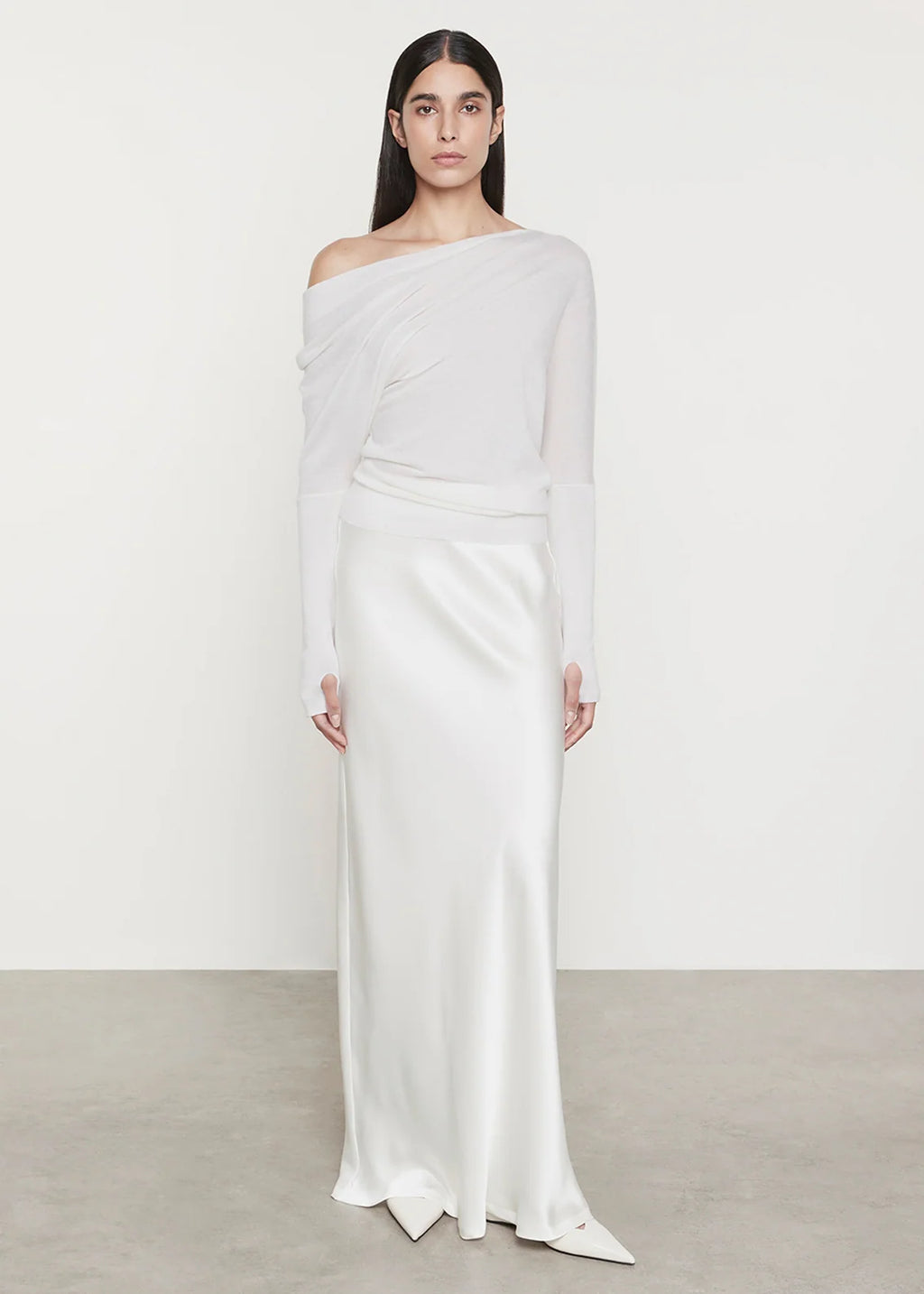 Tissue Cashmere Slouch Sweater in Chalk