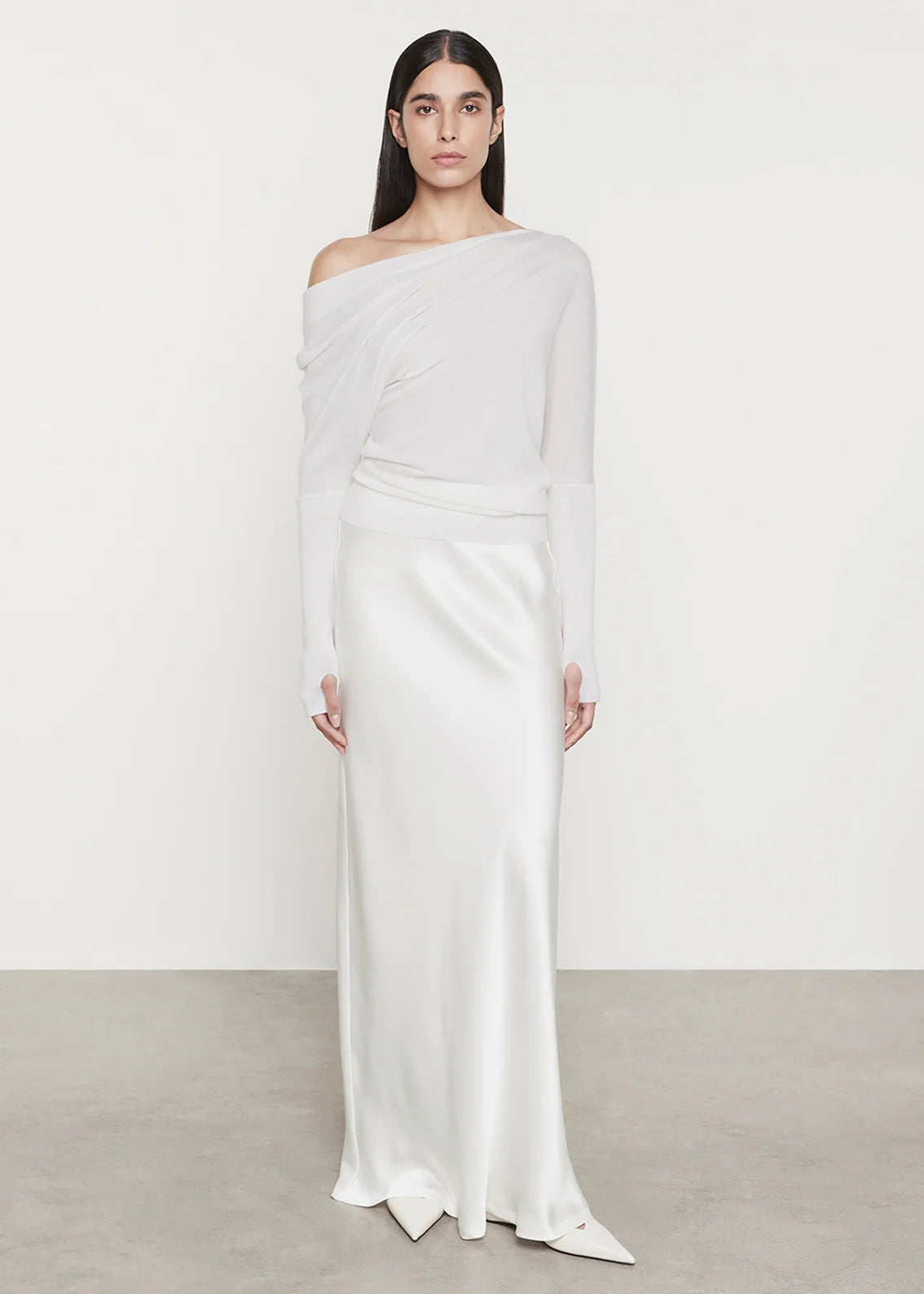 Tissue Cashmere Slouch Sweater in Chalk