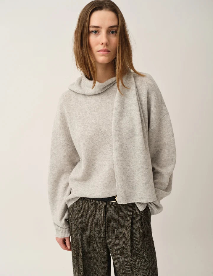 Volmer Scarf Sweater in HEATHER GREY MELANGE