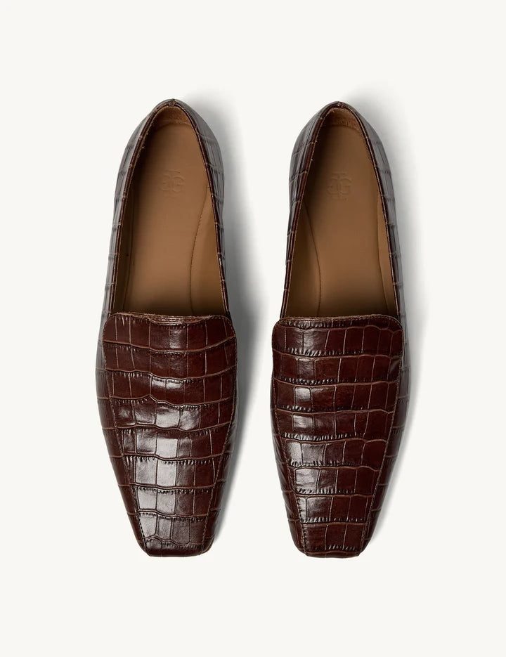 TILDA CROCO LOAFERS in ESPRESSO