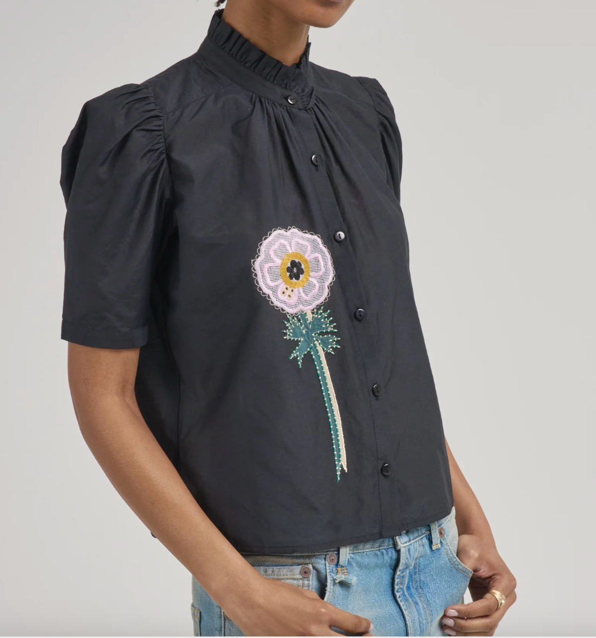 Winn Pressed Daisy Shirt - black