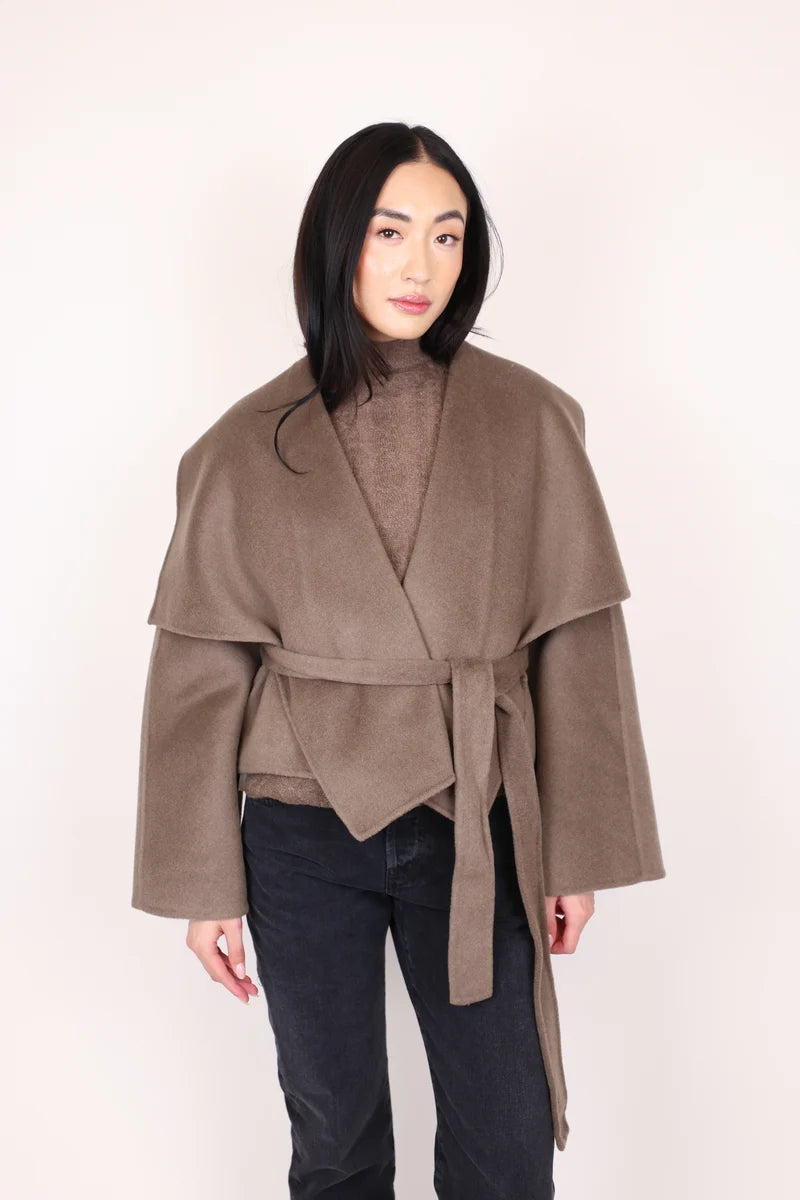 Rue draped jacket in Swiss brown