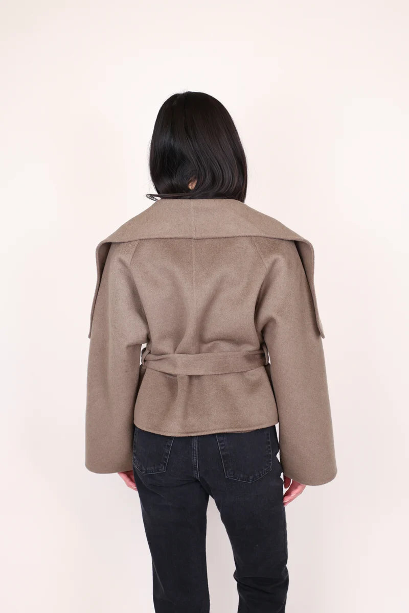 Rue draped jacket in Swiss brown