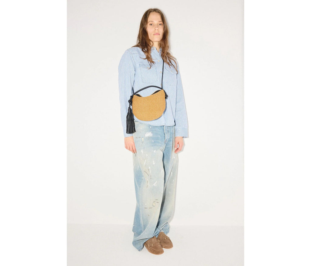 Elis Mini Crescent Bag - Biscuit Raffia