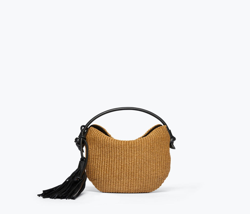 Elis Mini Crescent Bag - Biscuit Raffia