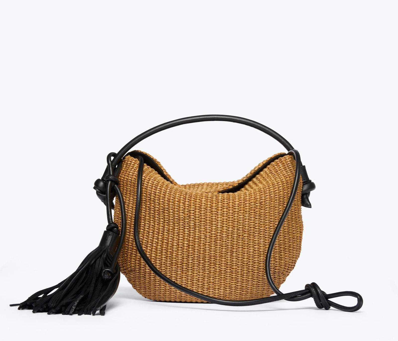Elis Mini Crescent Bag - Biscuit Raffia