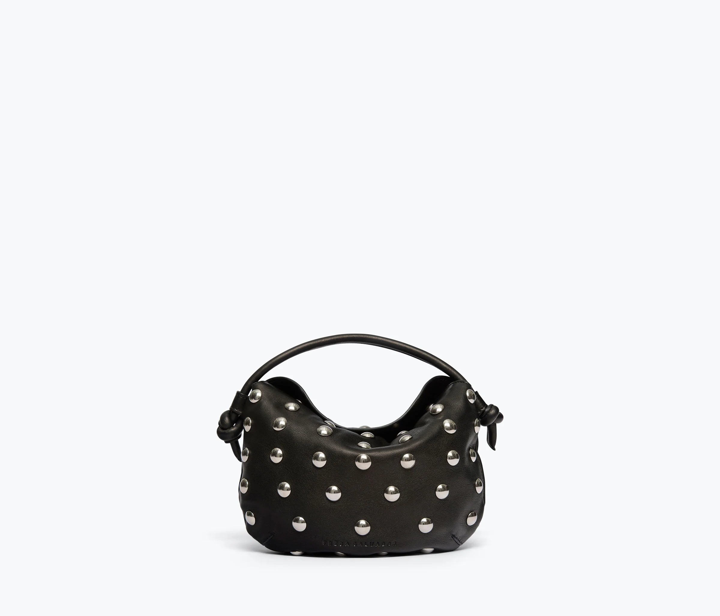 Elis Mini Crescent Bag - black nappa with silver studs